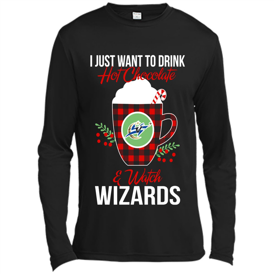 I Just Want To Drink Hot Chocolate & Watch Washington Wizards Ugly Christmas Sweater PINGPONG