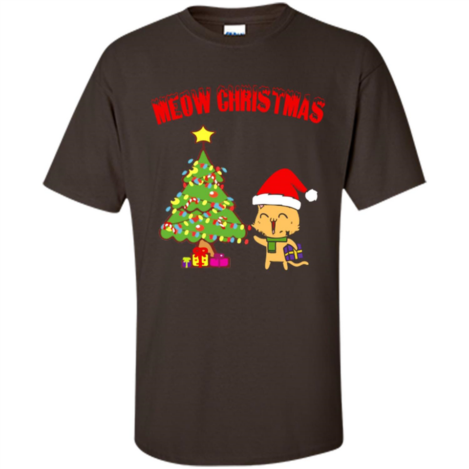 Meow merry christmas- cat and pine merry christmas - Shirt
