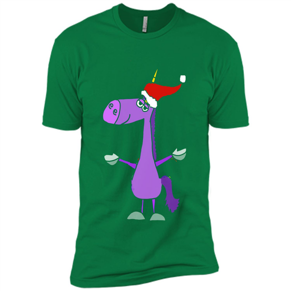 Funny Christmas Unicorn in Santa Hat - Premium Short Sleeve T-Shirt