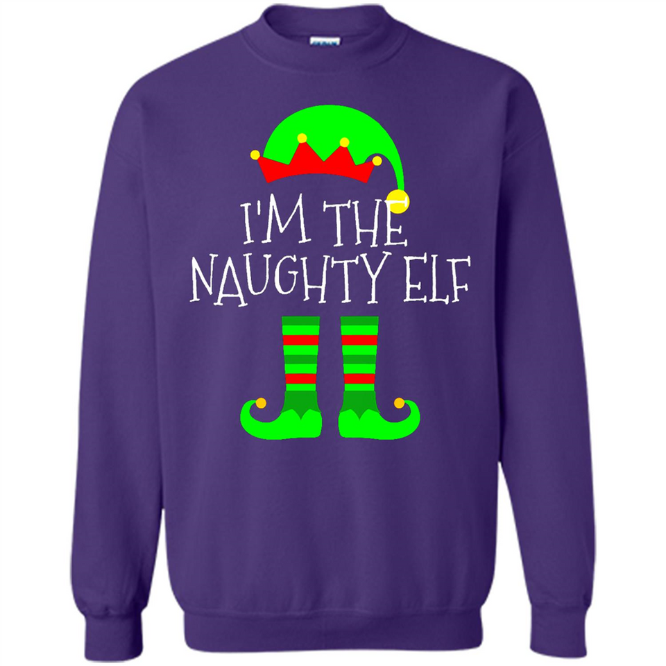 Matching Family Christmas Shirt Funny I'm The Naughty Elf Black mugs PINGPONG - Sweatshirt