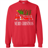 Firetruck Santa Sleigh Merry Christmas Firefighter - Sweatshirt