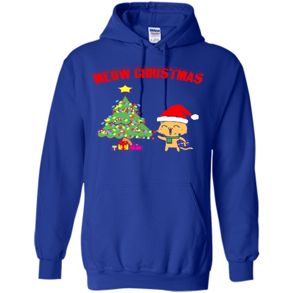 Meow merry christmas- cat and pine merry christmas - Hoodie