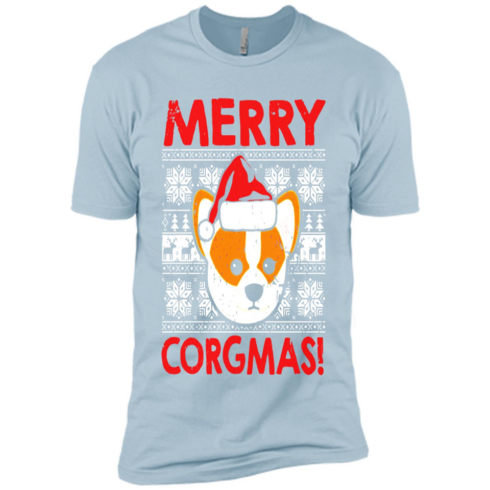 Funny Christmas Santa Corgi Dog Merry Corgmas - Premium Short Sleeve T-Shirt