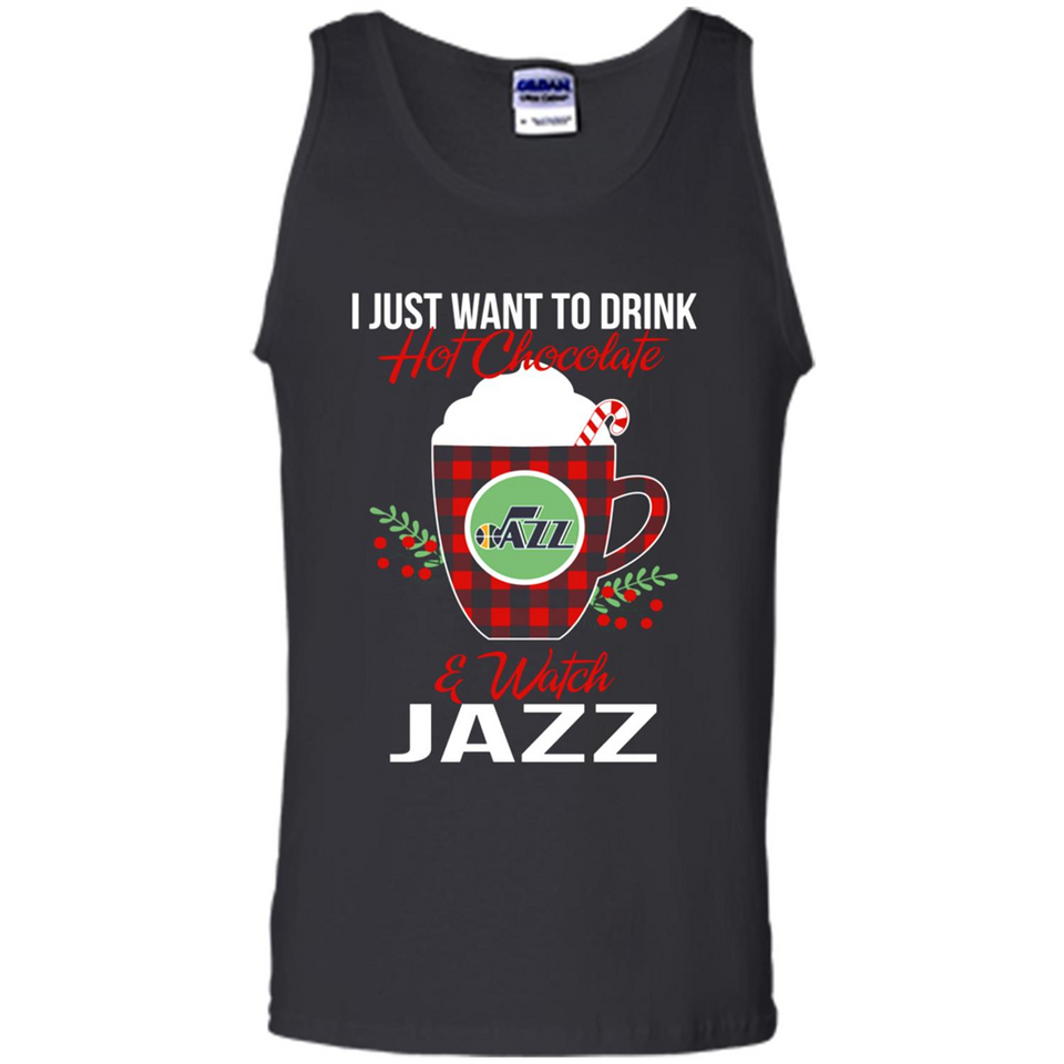 I Just Want To Drink Hot Chocolate & Watch Utah Jazz Ugly Christmas Sweater PINGPONG