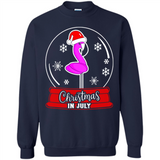 Christmas In July Flamingo Snow Globe Santa Hat - Sweatshirt