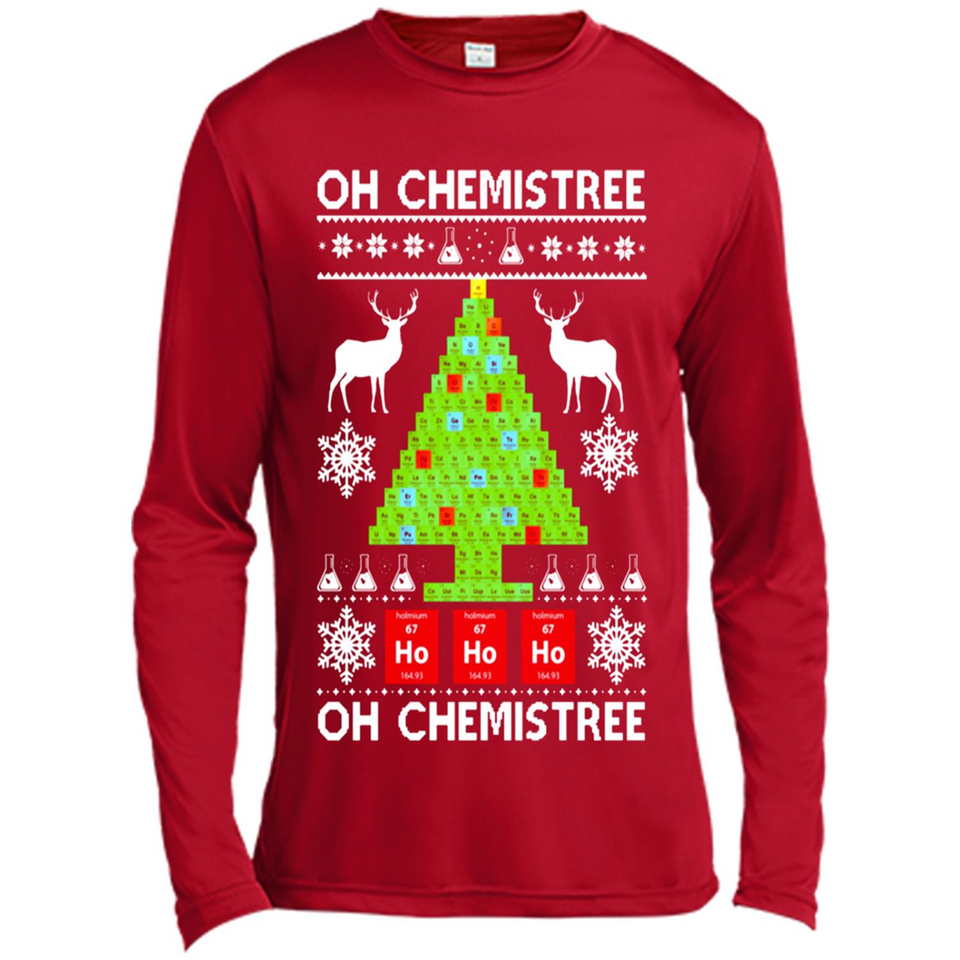 Oh Chemistree, Oh Chemistree Christmas Ugly Sweater - Canvas Long Sleeve T-Shirt