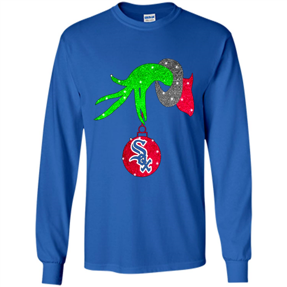GRINCH HAND HOLDING CHICAGO WHITE SOX GLITTER CHRISTMAS PINGPONG