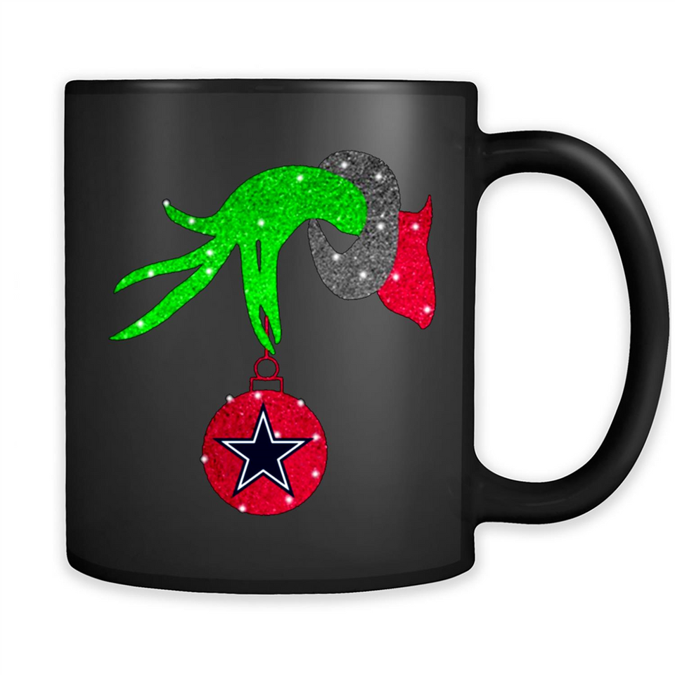 GRINCH HAND HOLDING DALLAS COWBOYS GLITTER CHRISTMAS PINGPONG