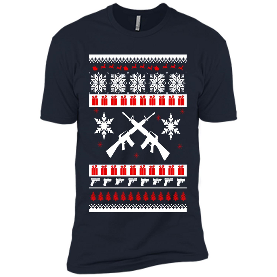 Rifle I Want Rifle Guns For Christmas ugly - Premium Short Sleeve T-Shirt