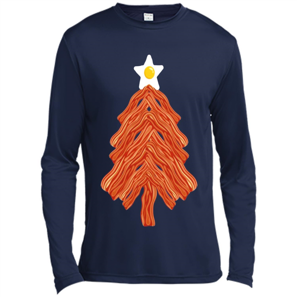 Bacon & Eggs Over Easy Fried Food Breakfast Xmas Tree Foodie - Canvas Long Sleeve T-Shirt
