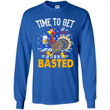 Time To Get Basted Funny Turkey Beer Thanksgiving - Long Sleeve T-Shirt