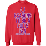 Reasons to be a Indianapolis Colts Fan Complete List on Back - Sweatshirt