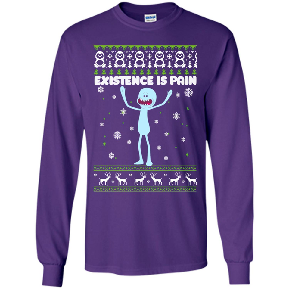 Mr Meeseeks Xistence Is Pain Ugly Christmas - Long Sleeve T-Shirt