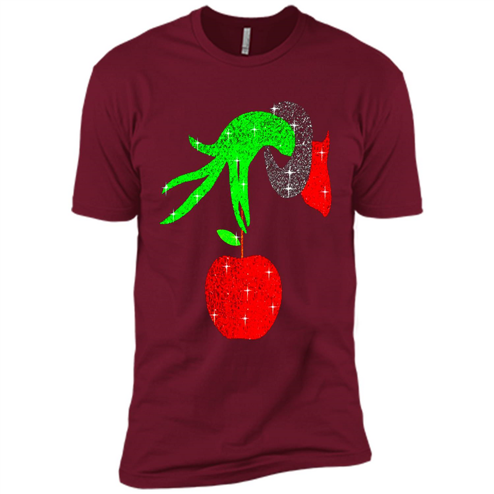 Christmas The Grinch Hand Holding Apple Ornament sweater - Premium Short Sleeve T-Shirt
