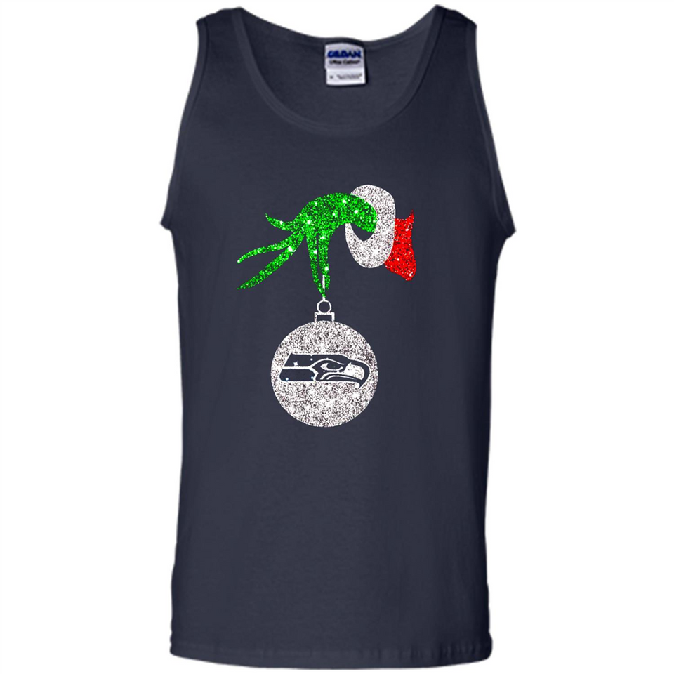 Funny Seattle Seahawks Glitter Grinch Monogram Ornament Christmas Gift - Tank Top