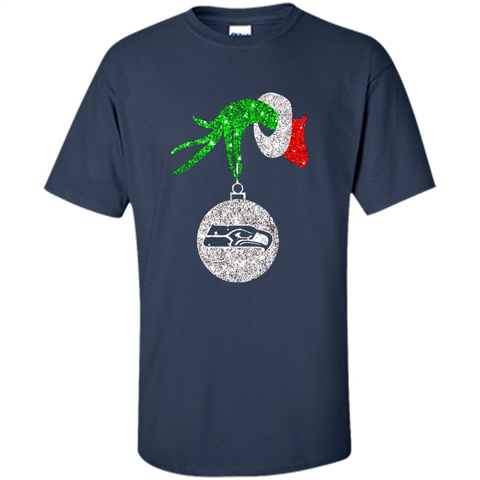 Funny Seattle Seahawks Glitter Grinch Monogram Ornament Christmas Gift - Shirt