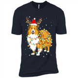 Christmas Lights Shetland Sheepdog Wearing Santa Hat Funny Xmas - Premium Short Sleeve T-Shirt