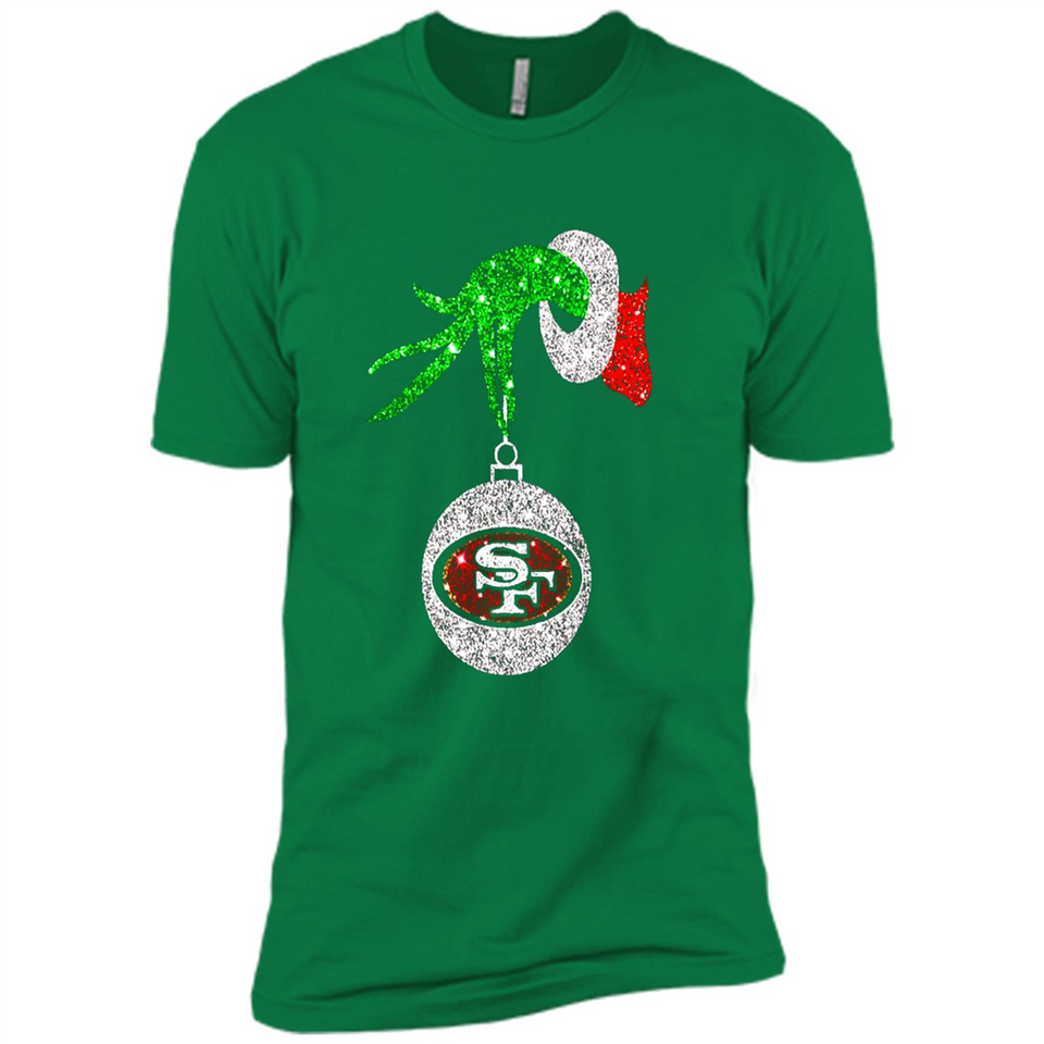 Amazing tee San Francisco 49ers Glitter Grinch Monogram Ornament Christmas Gift - Premium Short Sleeve T-Shirt