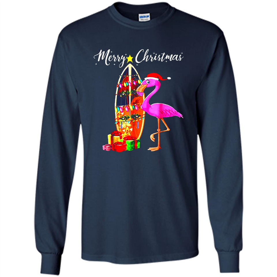 Flamingo Christmas Shirt, Merry Christmas Shirt , Flamingo - Long Sleeve T-Shirt