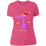 Funny Christmas Unicorn in Santa Hat - Ladies' Boyfriend T-Shirt