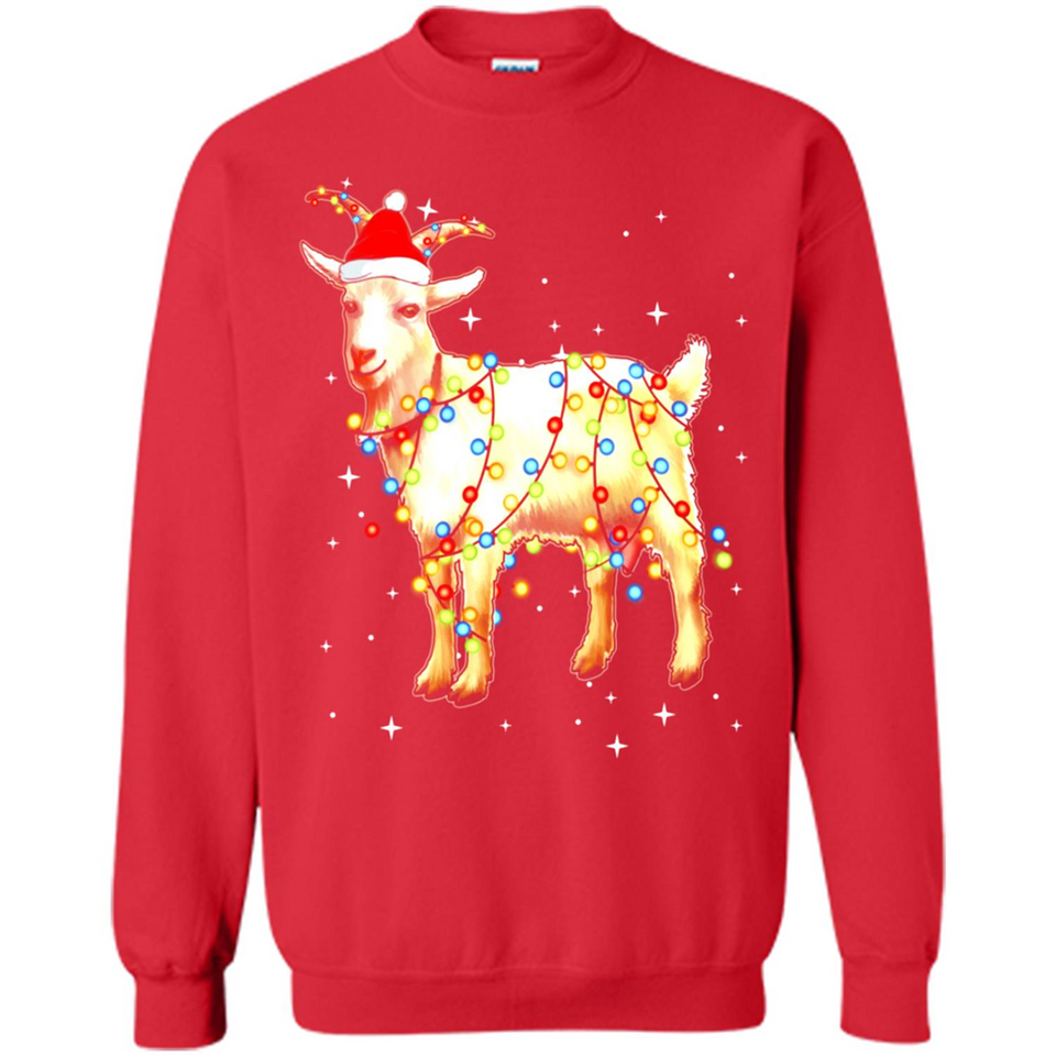 Christmas Lights Goat Wearing Santa Hat Funny Xmas - Sweatshirt
