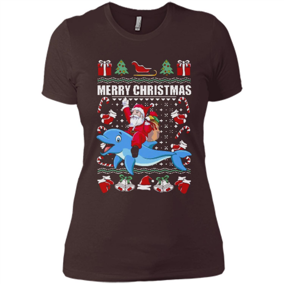 Ugly Christmas Santa Riding Dolphin - Ladies' Boyfriend T-Shirt