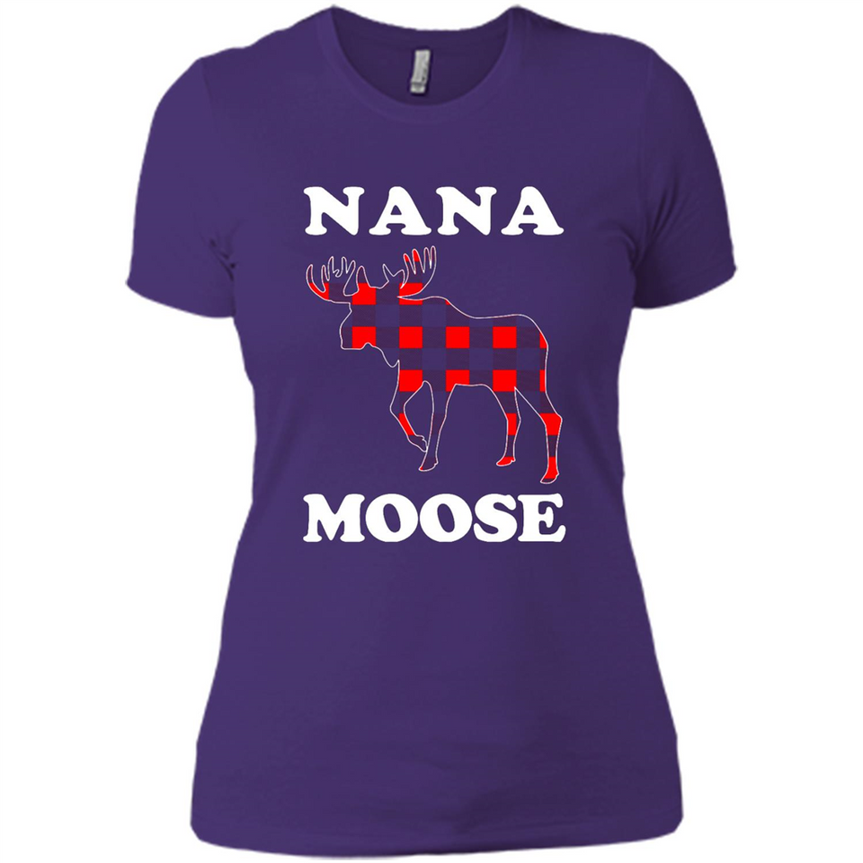 Nana Moose Funny Christmas Plaid Buffalo T-Shirt - Ladies' Boyfriend T-Shirt