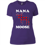 Nana Moose Funny Christmas Plaid Buffalo T-Shirt - Ladies' Boyfriend T-Shirt