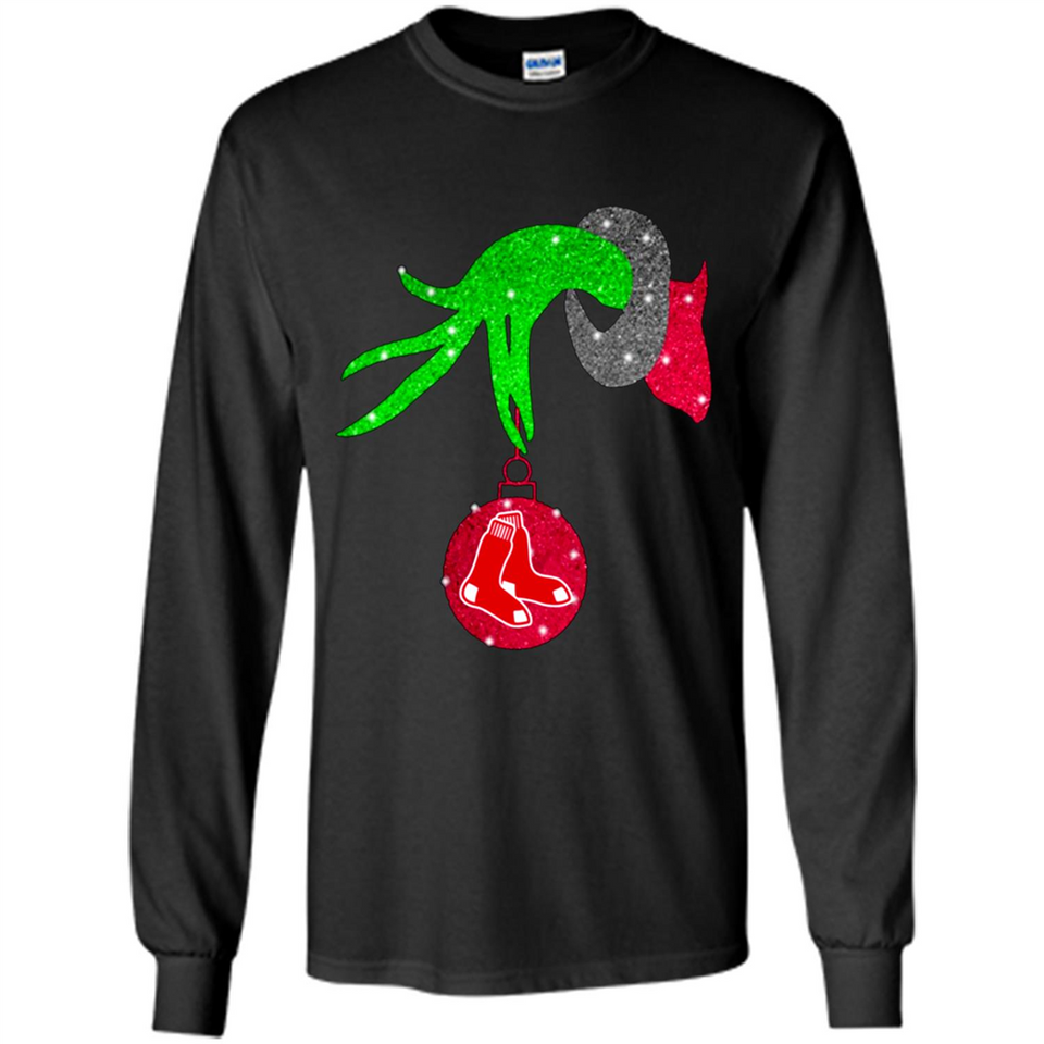 GRINCH HAND HOLDING BOSTON RED SOX GLITTER CHRISTMAS PINGPONG