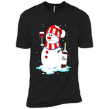 Cute Snowman drink Red Wine Christmas T-Shirt - Premium Short Sleeve T-Shirt