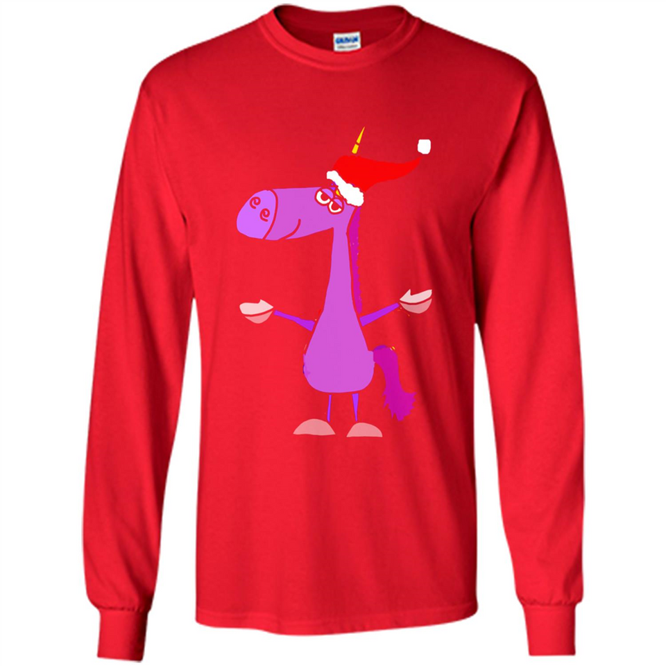 Funny Christmas Unicorn in Santa Hat - Long Sleeve T-Shirt