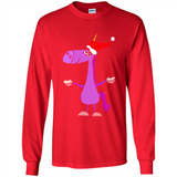 Funny Christmas Unicorn in Santa Hat - Long Sleeve T-Shirt