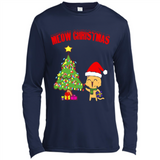 Meow merry christmas- cat and pine merry christmas - Canvas Long Sleeve T-Shirt