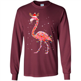 Christmas Lights Flamingo Wearing Santa Hat Funny Xmas - Long Sleeve T-Shirt