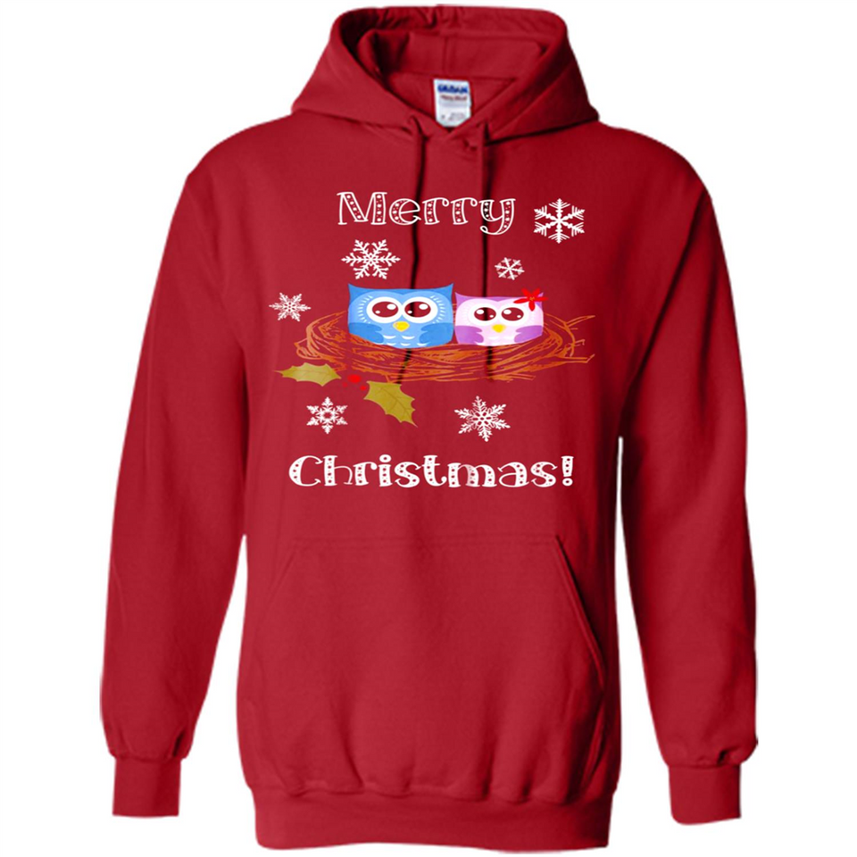 Cute Christmas Shirt Merry Christmas Snowflakes Owls Nest