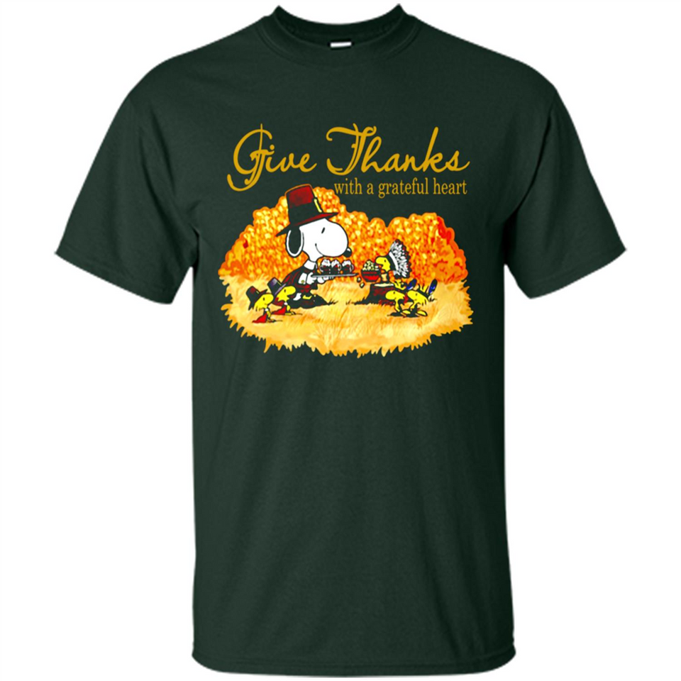 Snoopy Thanksgiving Give Thanks With A Grateful Heart - Shirt