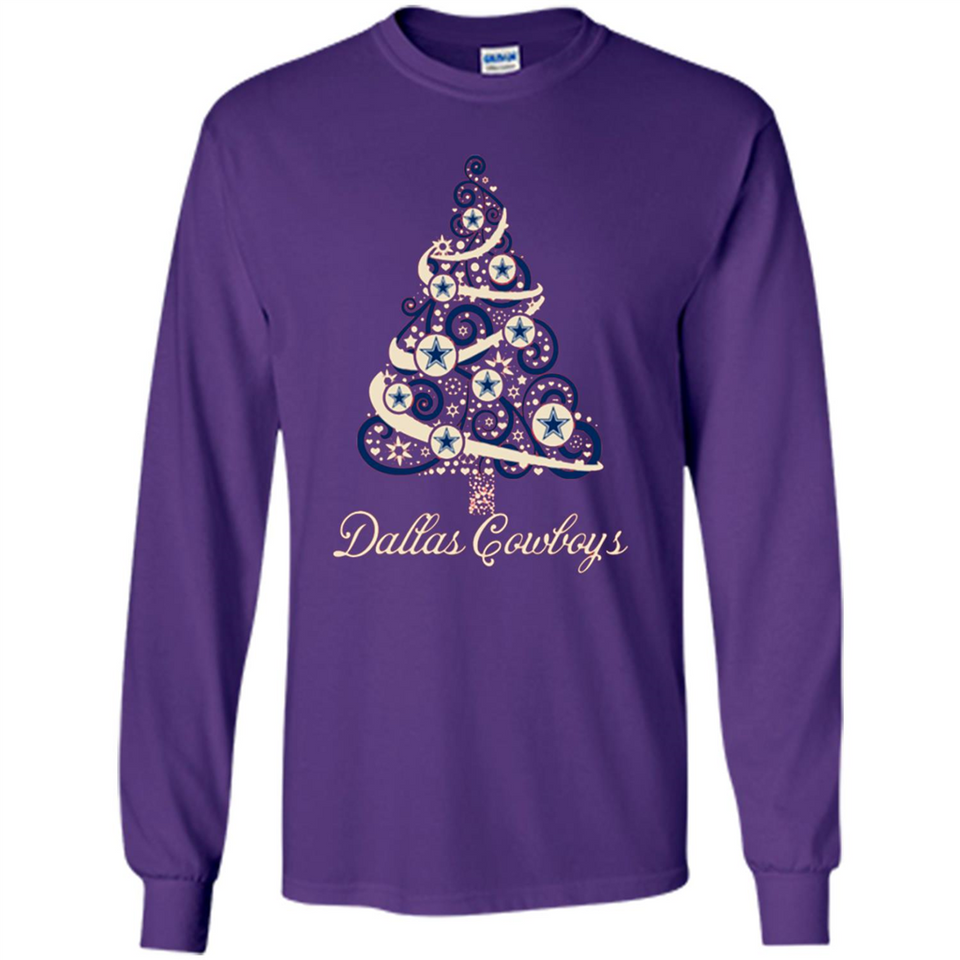 Dallas Cowboys NFL Football Team Logo Christmas Tree T-Shirt - Long Sleeve T-Shirt