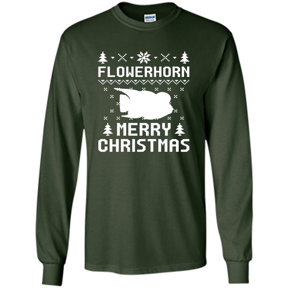 Flowerhorn Christmas T-shirt, Ugly Christmas Sweater - Long Sleeve T-Shirt