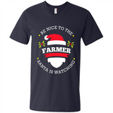 Be Nice to Farmer Santa Watching Christmas 1 - Men's V-Neck
