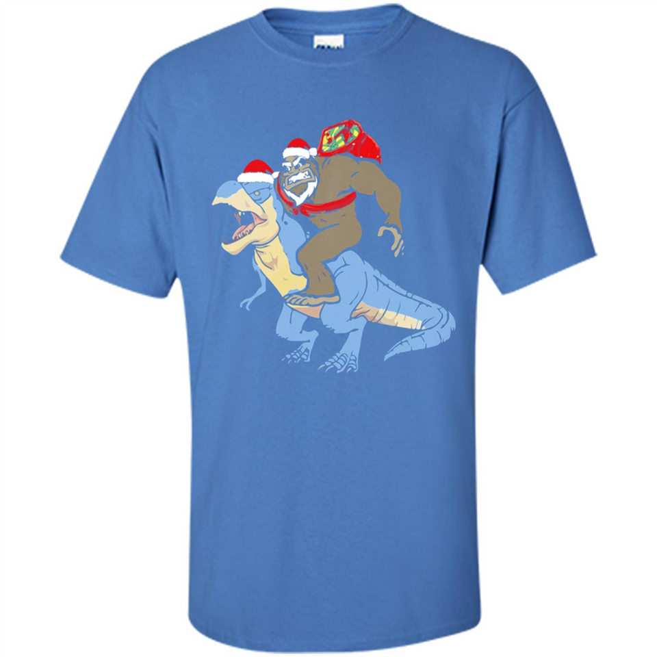 Bigfoot Riding Dinosaurus T-Shirt Funny Bigfoot Santa - Shirt