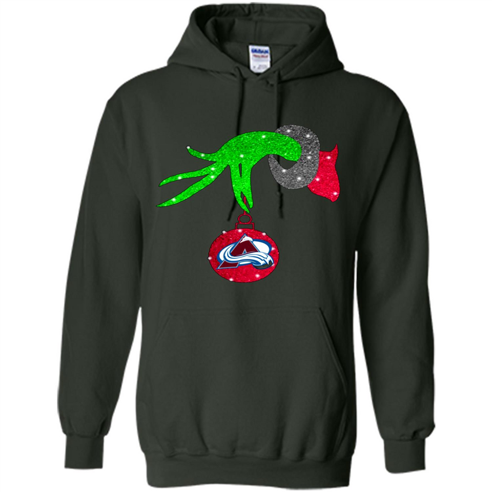 GRINCH HAND HOLDING COLORADO AVALANCHE GLITTER CHRISTMAS PINGPONG