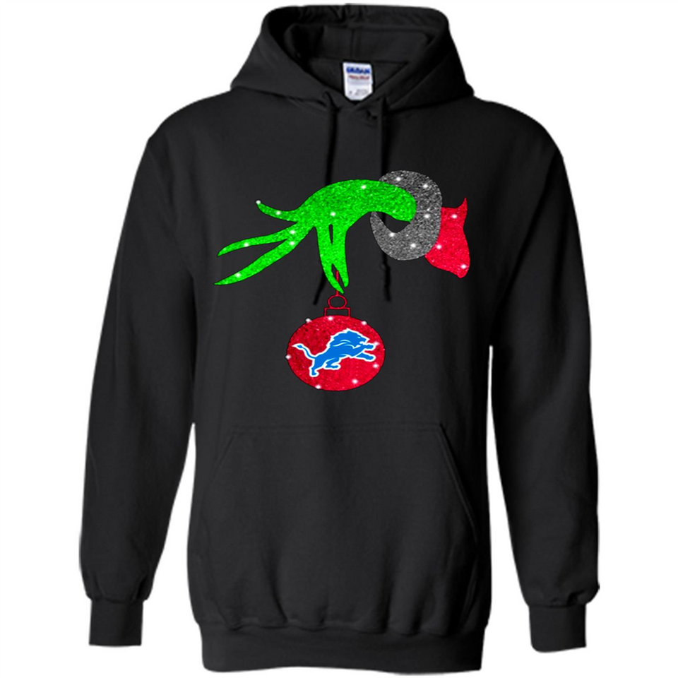 GRINCH HAND HOLDING DETROIT LIONS GLITTER CHRISTMAS PINGPONG