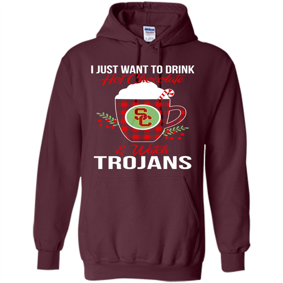 I Just Want To Drink Hot Chocolate & Watch USC Trojans Ugly Christmas Sweater PINGPONG