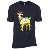 Christmas Lights Goat Wearing Santa Hat T-Shirt - Premium Short Sleeve T-Shirt