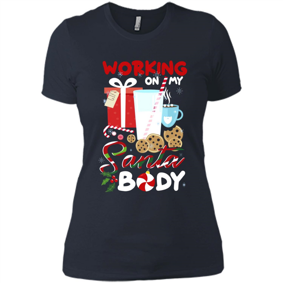 Working On My Santa Body Funny Christmas Gift Sleeve Xmas - Ladies' Boyfriend T-Shirt