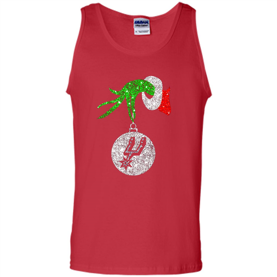 Amazing shirt San Antonio Spurs Glitter Grinch Monogram Ornament Christmas Gift - Tank Top