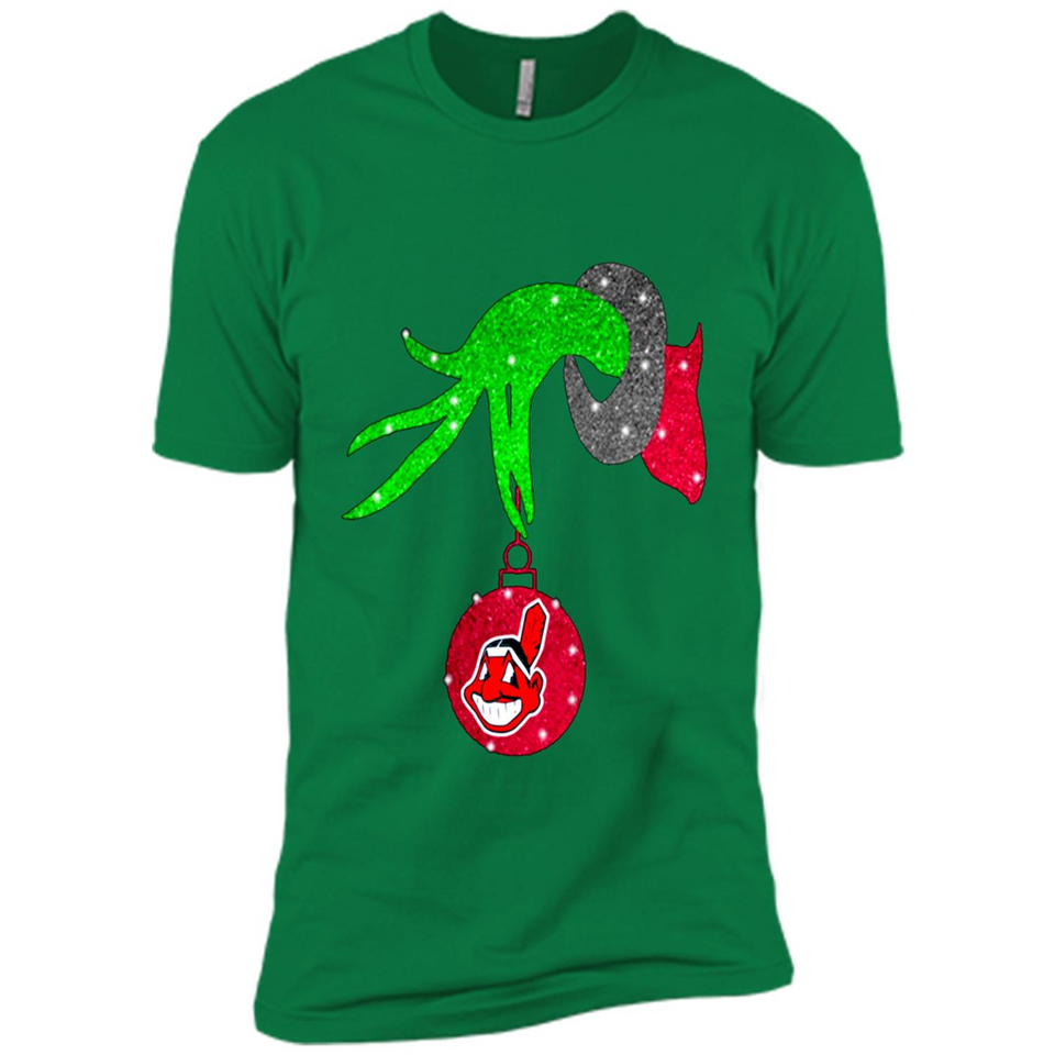 GRINCH HAND HOLDING CLEVELAND INDIANS GLITTER CHRISTMAS PINGPONG