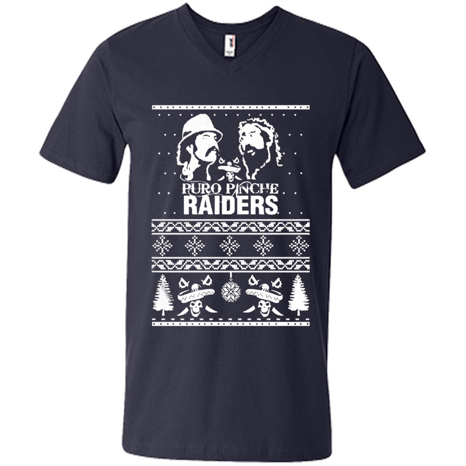 Puro Pinche Raiders Ugly Christmas Sweater - Men's V-Neck