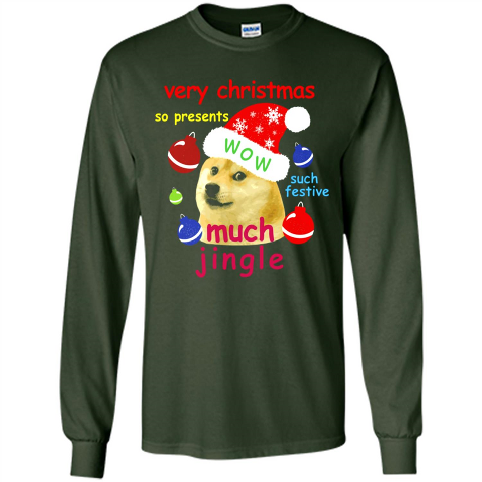 Christmas Doge Meme Shirts Funny Santa Shiba Inu Dog - Long Sleeve T-Shirt