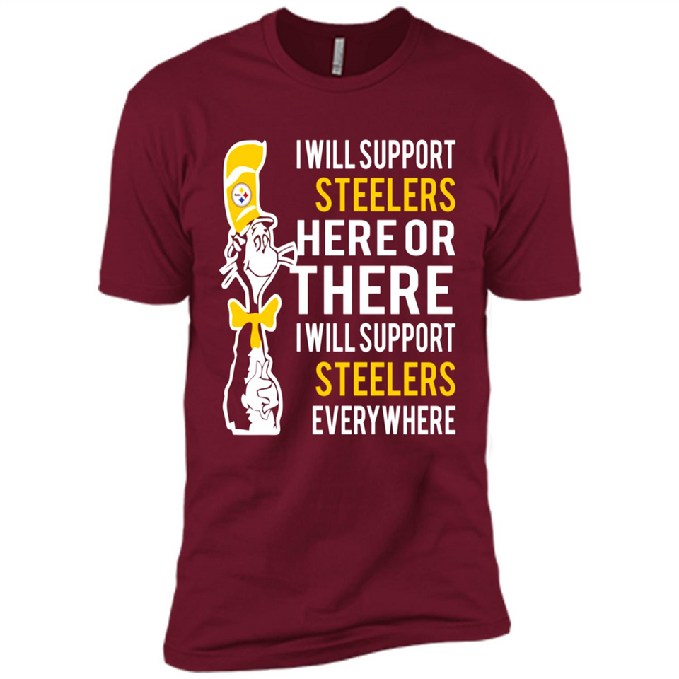 Shirt For Dr Seuss Cat And Pittsburgh Steelers Fans - Premium Short Sleeve T-Shirt